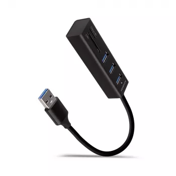 Axagon HMA-CR3A Metalinis USB 3.2 Gen 1 kelių prievadų centras su trimis USB prievadais ir kortelių skaitytuvu