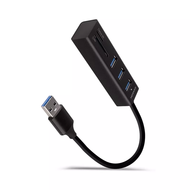 Axagon HMA-CR3A Metalinis USB 3.2 Gen 1 kelių prievadų centras su trimis USB prievadais ir kortelių skaitytuvu
