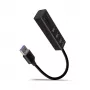 Axagon HMA-CR3A Metalinis USB 3.2 Gen 1 kelių prievadų centras su trimis USB prievadais ir kortelių skaitytuvu