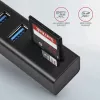 Axagon HMA-CR3A Metalinis USB 3.2 Gen 1 kelių prievadų centras su trimis USB prievadais ir kortelių skaitytuvu