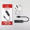 Axagon HMA-CR3A Metalinis USB 3.2 Gen 1 kelių prievadų centras su trimis USB prievadais ir kortelių skaitytuvu
