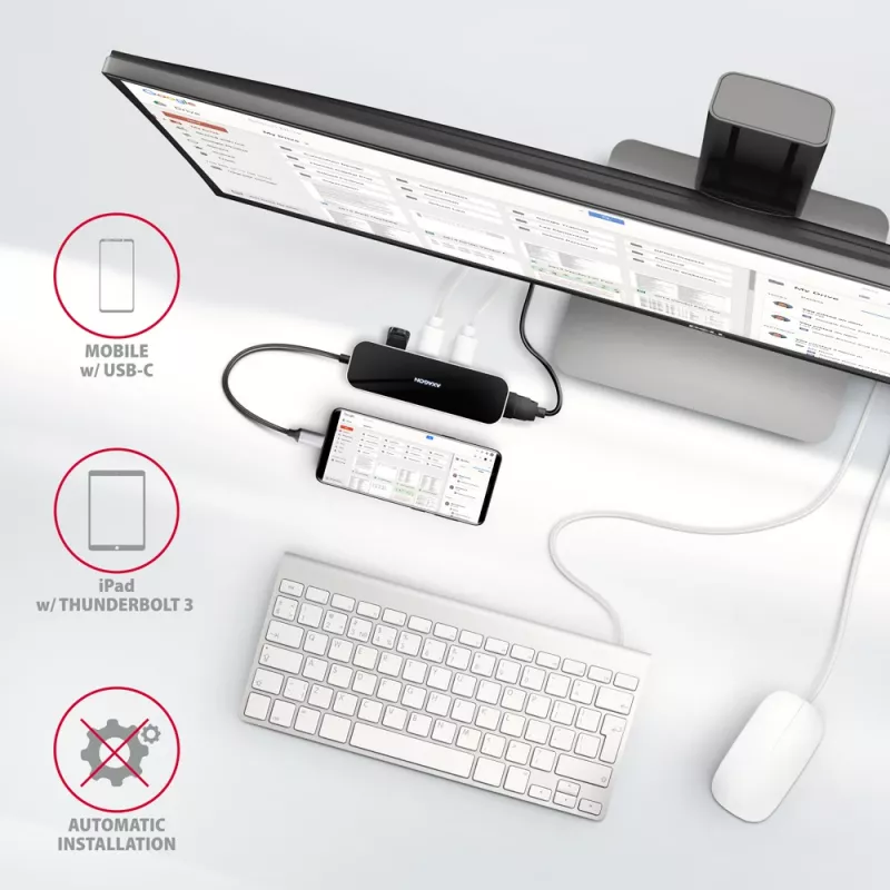 Axagon HMC-6H4A USB 3.2 Gen 1 centrinė stotelė, 4x USB-A, HDMI 4k/30Hz, PD 100W, 20 cm USB-C laidas
