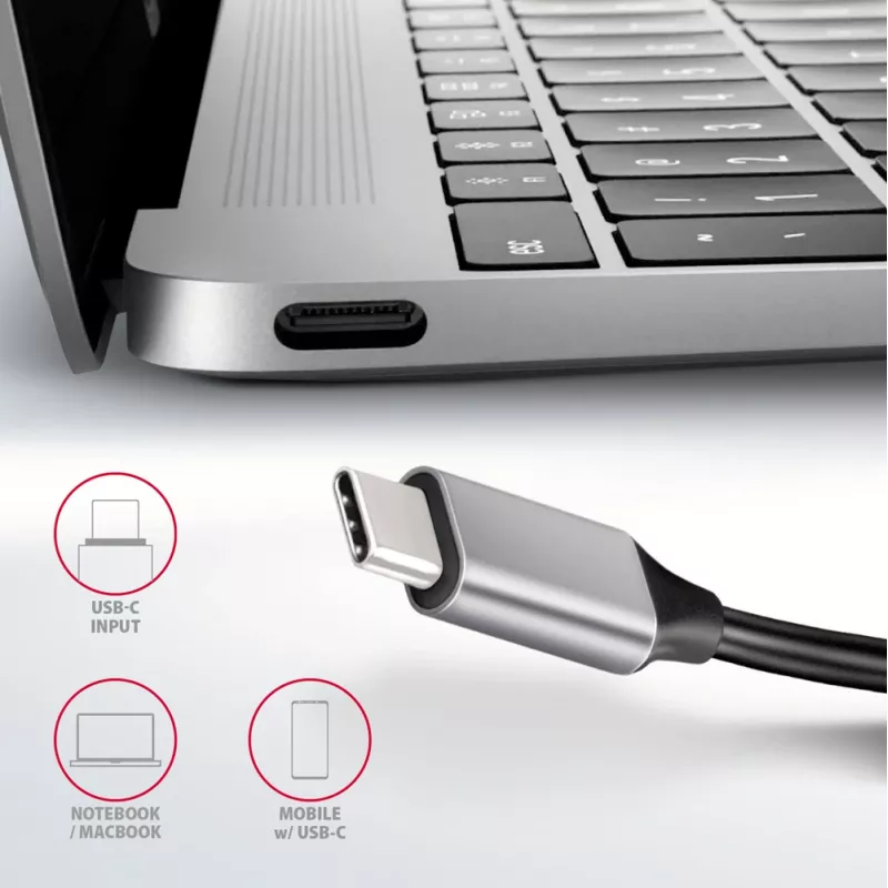 Axagon HMC-6H4A USB 3.2 Gen 1 centrinė stotelė, 4x USB-A, HDMI 4k/30Hz, PD 100W, 20 cm USB-C laidas