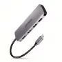 „Axagon HMC-HCR3A“ 3x USB-A + HDMI + SD / microSD USB-C 3.2 Gen 1 šakotuvas, 20 cm, laidinis USB 3.2 Gen 1 (3.1 Gen 1) Type-C, pilkas
