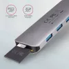 „Axagon HMC-HCR3A“ 3x USB-A + HDMI + SD / microSD USB-C 3.2 Gen 1 šakotuvas, 20 cm, laidinis USB 3.2 Gen 1 (3.1 Gen 1) Type-C, pilkas
