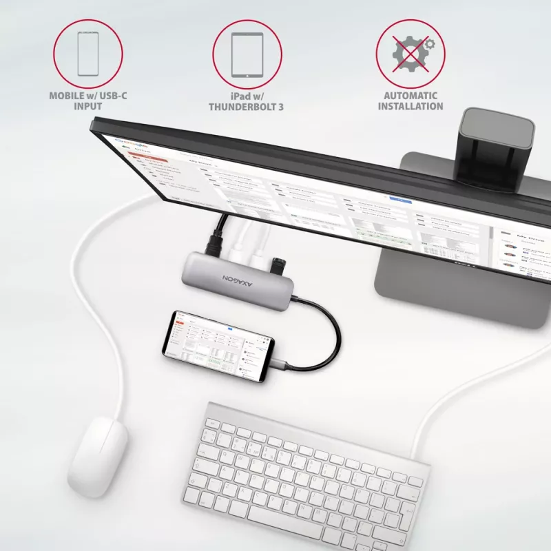 „Axagon HMC-HCR3A“ 3x USB-A + HDMI + SD / microSD USB-C 3.2 Gen 1 šakotuvas, 20 cm, laidinis USB 3.2 Gen 1 (3.1 Gen 1) Type-C, pilkas