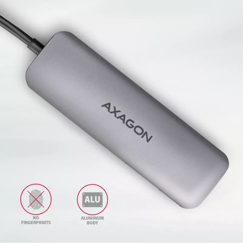 „Axagon HMC-HCR3A“ 3x USB-A + HDMI + SD / microSD USB-C 3.2 Gen 1 šakotuvas, 20 cm, laidinis USB 3.2 Gen 1 (3.1 Gen 1) Type-C, pilkas