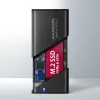 Axagon EEM2-SB2 Išorinis USB-C 3.2 Gen 2 metalinis dėklas M.2 NVMe ir SATA SSD diskams. Be varžtų