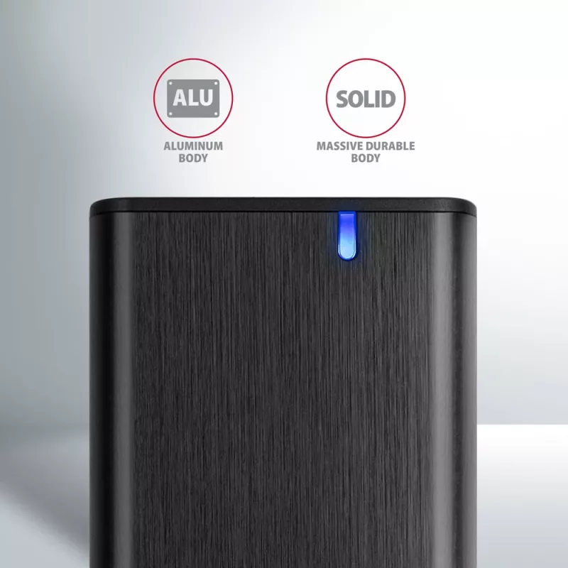 Axagon EEM2-SB2 Išorinis USB-C 3.2 Gen 2 metalinis dėklas M.2 NVMe ir SATA SSD diskams. Be varžtų