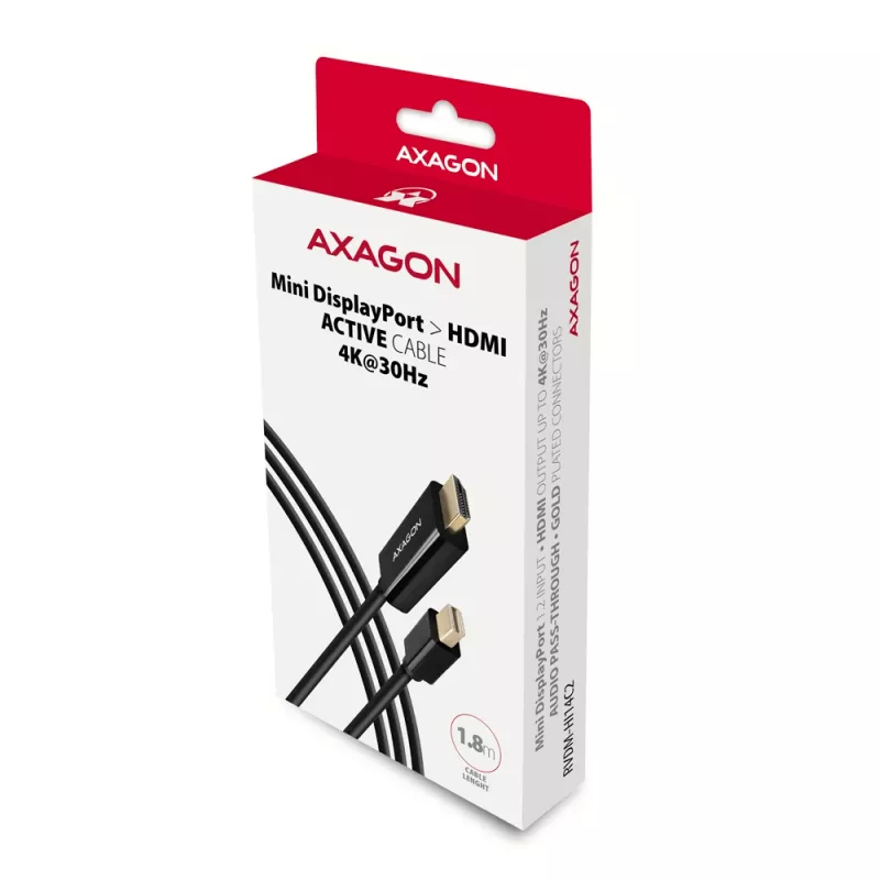 Axagon RVDM-HI14C2 Mini DisplayPort į HDMI adapterio kabelis 4K 30Hz 1,8m