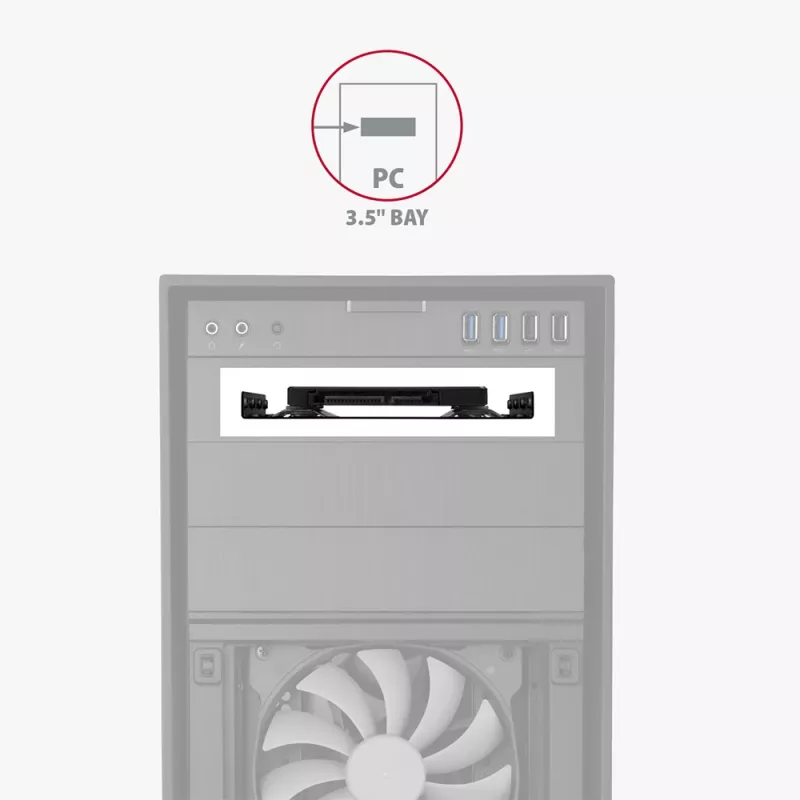 Axagon RHD-125B tvirtinimo rėmas 1x 2.5 colio diskui į 3.5 colio lizdą - juodas metalinis