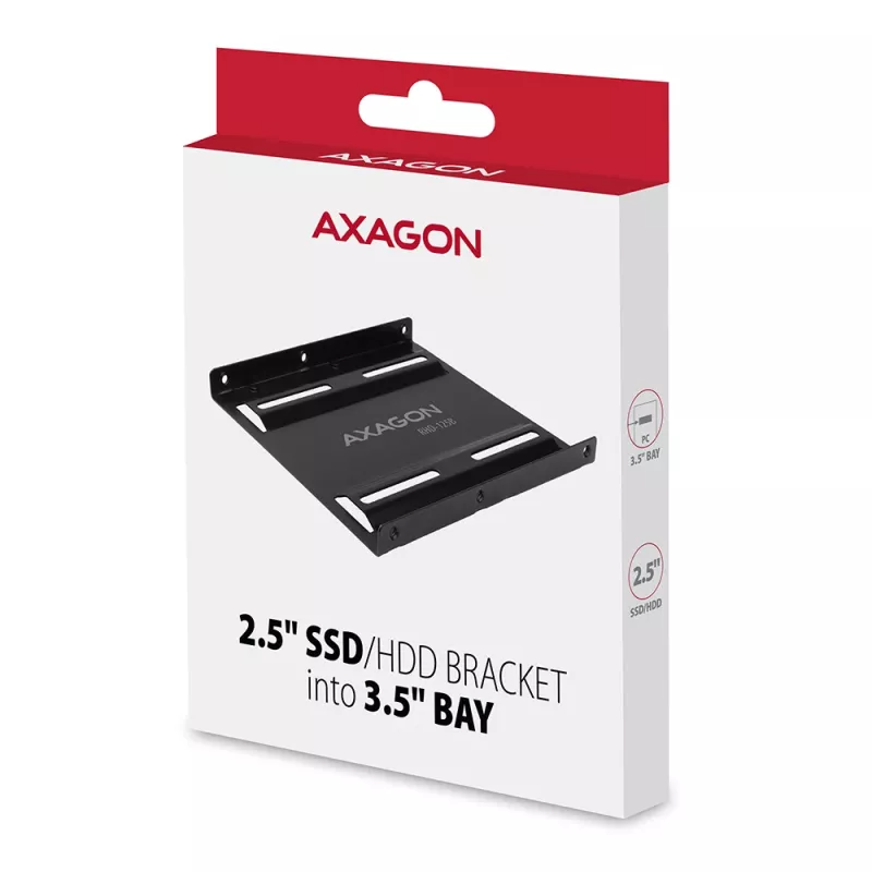 Axagon RHD-125B tvirtinimo rėmas 1x 2.5 colio diskui į 3.5 colio lizdą - juodas metalinis