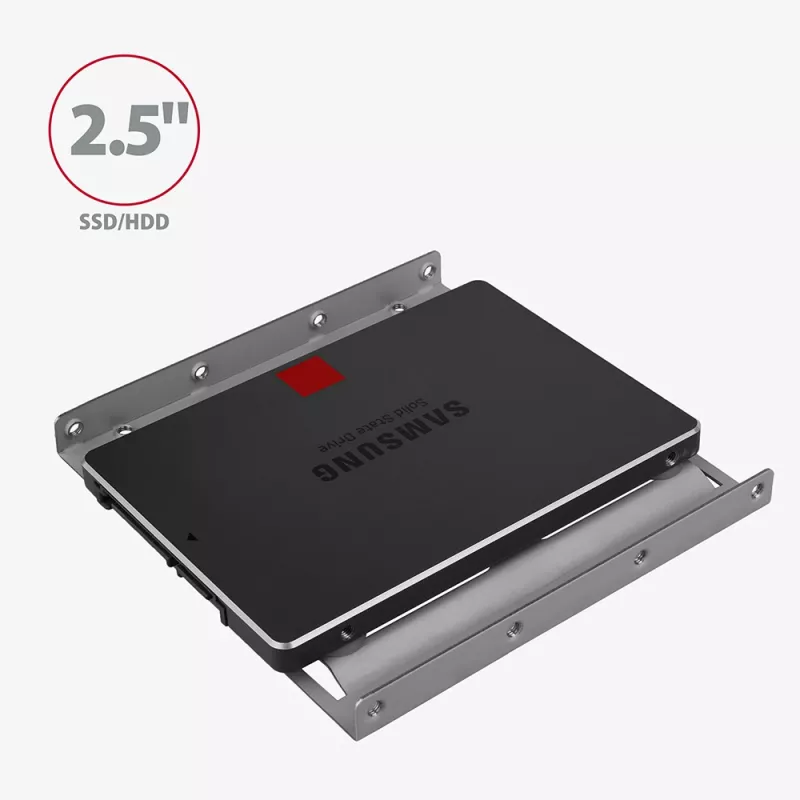 Axagon RHD-125S laikiklis 1x 2,5 colio HDD/SSD į 3,5 colio nišą, metalinis, pilkas