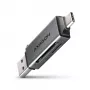 Axagon CRE-DAC USB-C+ USB-A 5 Gbps MINI 2 lizdų ir LUN SD/microSD kortelių skaitytuvas USB 3.0 Type-A/Type-C Pilka