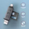 Axagon CRE-DAC USB-C+ USB-A 5 Gbps MINI 2 lizdų ir LUN SD/microSD kortelių skaitytuvas USB 3.0 Type-A/Type-C Pilka