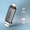 Axagon CRE-DAC USB-C+ USB-A 5 Gbps MINI 2 lizdų ir LUN SD/microSD kortelių skaitytuvas USB 3.0 Type-A/Type-C Pilka
