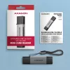 Axagon CRE-DAC USB-C+ USB-A 5 Gbps MINI 2 lizdų ir LUN SD/microSD kortelių skaitytuvas USB 3.0 Type-A/Type-C Pilka