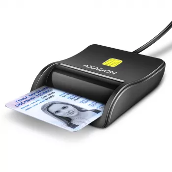 Axagon CRE-SM3N USB-A Smart kortelių / asmens tapatybės kortelių plokščiasis skaitytuvas, USB 2.0, 1,3 m, juoda, 57 g