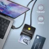 Axagon CRE-SM3N USB-A Smart kortelių / asmens tapatybės kortelių plokščiasis skaitytuvas, USB 2.0, 1,3 m, juoda, 57 g