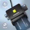 Axagon CRE-SM3SD USB Smart kortelių ir SD/microSD/SIM plokščias kortelių skaitytuvas, vidinis, USB 2.0, juodas