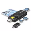 Axagon CRE-SMP2A USB Smart card & SD/microSD/SIM PocketReader kortelių skaitytuvas, vidaus, USB Type-A/USB Type-C, juoda