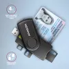 Axagon CRE-SMP2A USB Smart card & SD/microSD/SIM PocketReader kortelių skaitytuvas, vidaus, USB Type-A/USB Type-C, juoda