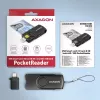 Axagon CRE-SMP2A USB Smart card & SD/microSD/SIM PocketReader kortelių skaitytuvas, vidaus, USB Type-A/USB Type-C, juoda