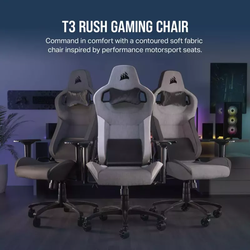 Universali žaidimų kėdė Corsair T3 RUSH 2023 su paminkštinta sėdyne, antracito pilka