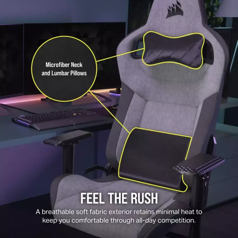 Universali žaidimų kėdė Corsair T3 RUSH 2023 su paminkštinta sėdyne, antracito pilka