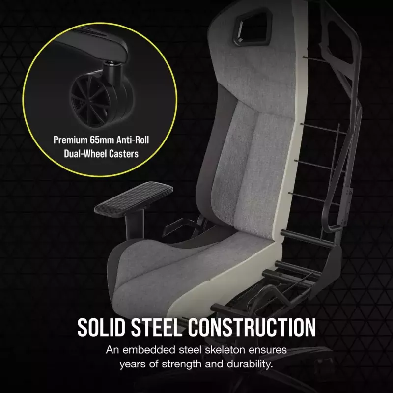 Universali žaidimų kėdė Corsair T3 RUSH 2023 su paminkštinta sėdyne, antracito pilka