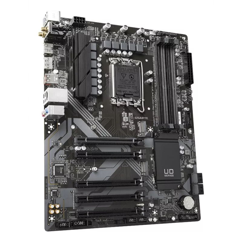 GIGABYTE B760 DS3H AX DDR4 pagrindinė plokštė – palaiko Intel Core 14 kartos procesorius, 8+2+1 fazių skaitmeninis VRM, iki 5333MHz DDR4 (OC), 2xPCIe 4.0 M.2, Wi-Fi 6E, GbE LAN, USB 3.2 Gen 2
