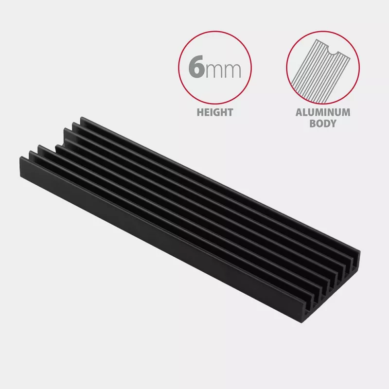 Axagon CLR-M2L6 Pasyvus aliumininis aušintuvas visiems M.2 SSD, 2280, aukštis 6 mm