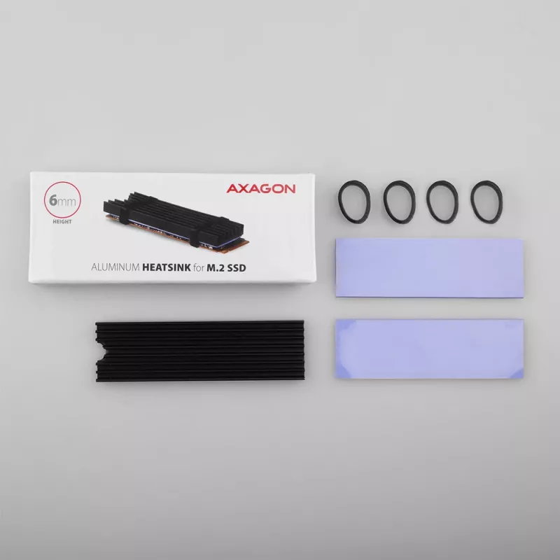 Axagon CLR-M2L6 Pasyvus aliumininis aušintuvas visiems M.2 SSD, 2280, aukštis 6 mm