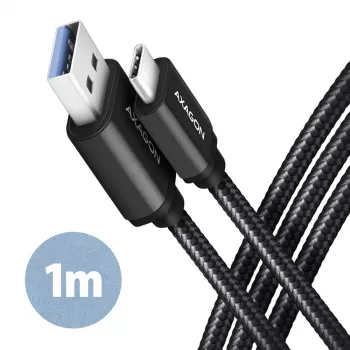 USB laidas Axagon BUCM3-AM10AB USB 3.2 Gen 1 1 m USB C USB A Juoda