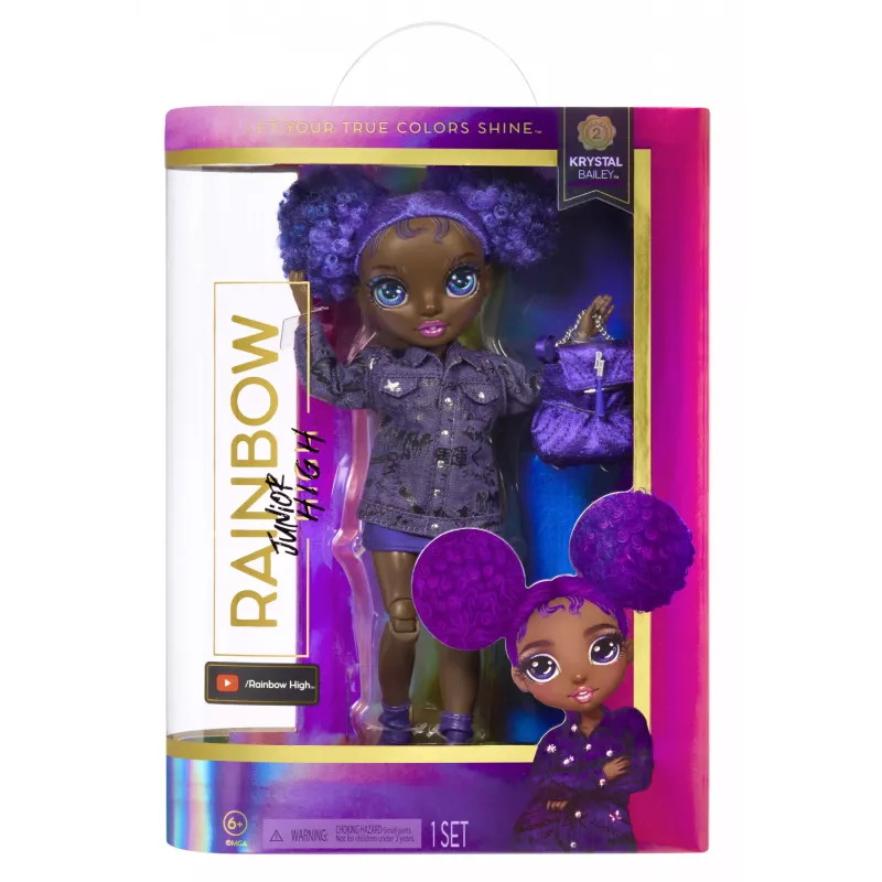 Rainbow High Junior High Doll Series 2- Krystal, mados lėlė, moteriška, 6 m., berniukui/mergaitei, 230 mm, įvairiaspalvė