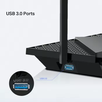 TP-Link Archer AX5400 Multi-Gigabit WiFi 6 maršrutizatorius, Wi-Fi 6 (802.11ax), Dviejų juostų (2,4 GHz / 5 GHz), Ethernet LAN, Juodas, Stalinis / ant stiebo maršrutizatorius