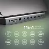 Docking stotelė Axagon HMC-4KX3 USB-C 5Gbps šakotuvas, 3x USB-A, 2x HDMI, DP, RJ-45, SD/microSD, garsas, PD 100W, kabelis 40cm
