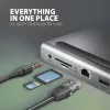 Docking stotelė Axagon HMC-4KX3 USB-C 5Gbps šakotuvas, 3x USB-A, 2x HDMI, DP, RJ-45, SD/microSD, garsas, PD 100W, kabelis 40cm