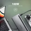 Docking stotelė Axagon HMC-4KX3 USB-C 5Gbps šakotuvas, 3x USB-A, 2x HDMI, DP, RJ-45, SD/microSD, garsas, PD 100W, kabelis 40cm