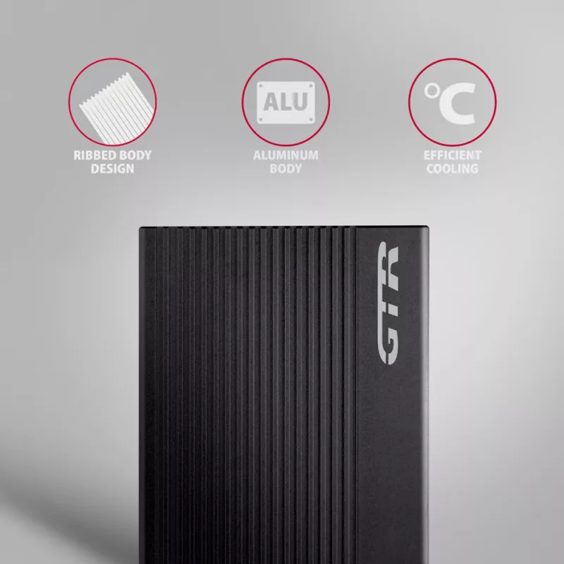 Išorinis HDD/SSD dėklas Axagon EE25-GTR USB-C 3.2 Gen 2 Juodas 2,5 colio
