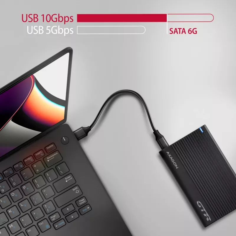 Išorinis HDD/SSD dėklas Axagon EE25-GTR USB-C 3.2 Gen 2 Juodas 2,5 colio