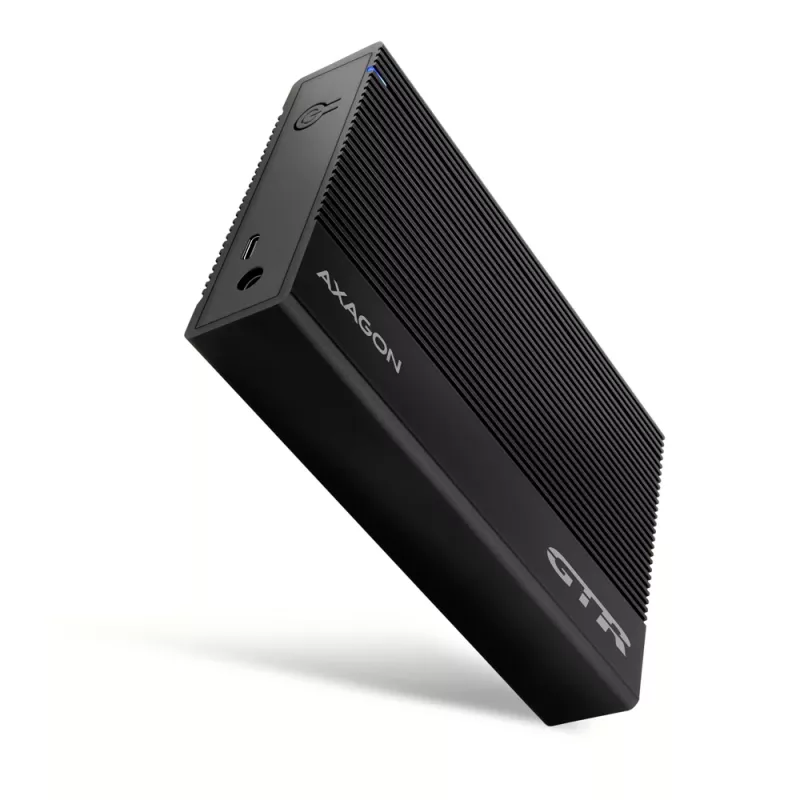 Axagon EE35-GTR USB-C 5Gbps - SATA 6G, 3.5 RIBBED box BLACK - USB Typ C HDD korpusas 3.5 colio