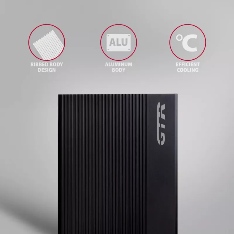 Axagon EE35-GTR USB-C 5Gbps - SATA 6G, 3.5 RIBBED box BLACK - USB Typ C HDD korpusas 3.5 colio