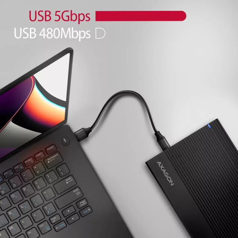 Axagon EE35-GTR USB-C 5Gbps - SATA 6G, 3.5 RIBBED box BLACK - USB Typ C HDD korpusas 3.5 colio