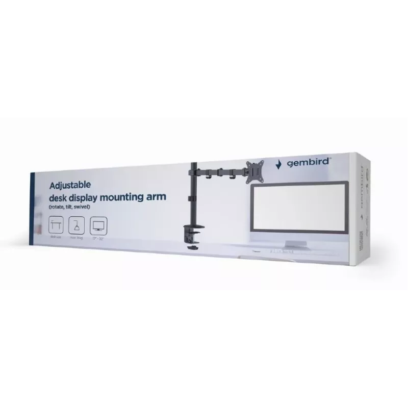Monitorio laikiklio spaustukas GEMBIRD MA-D1-01 17–32 colių ekranams, VESA 75×75–100×100, iki 9 kg, juodas