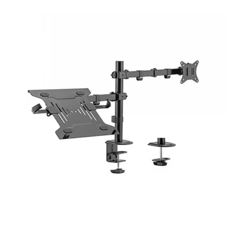 Monitor mount stand Gembird MA-DA-03 for 32 inch screens, desk clamp/grommet, dual-arm, VESA 75x75–100x100, black