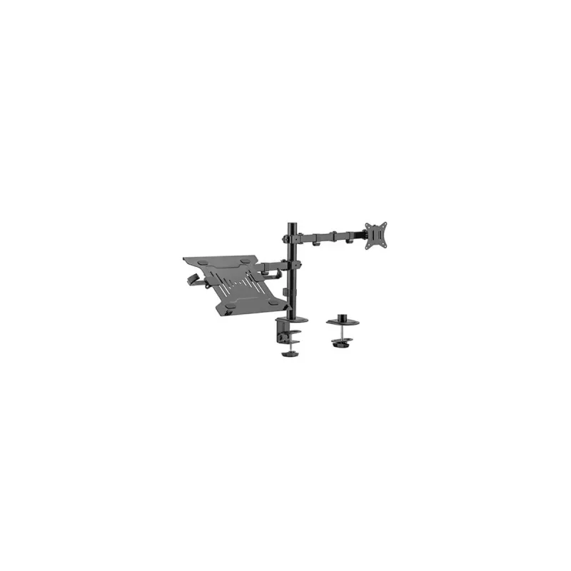 Monitor mount stand Gembird MA-DA-03 for 32 inch screens, desk clamp/grommet, dual-arm, VESA 75x75–100x100, black