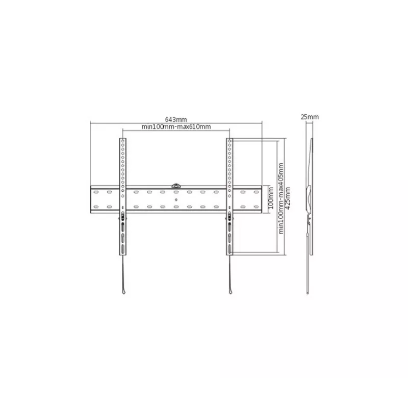 TV laikiklis Gembird WM-70F-01 juodas, 37–70 colių televizoriams, 40 kg, VESA 200x200–600x400, 2,5 cm plonas