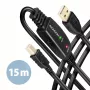 Axagon ADR-215B USB 2.0 A-M -> B-M aktyvus jungiamasis / kartotuvo kabelis 15 m