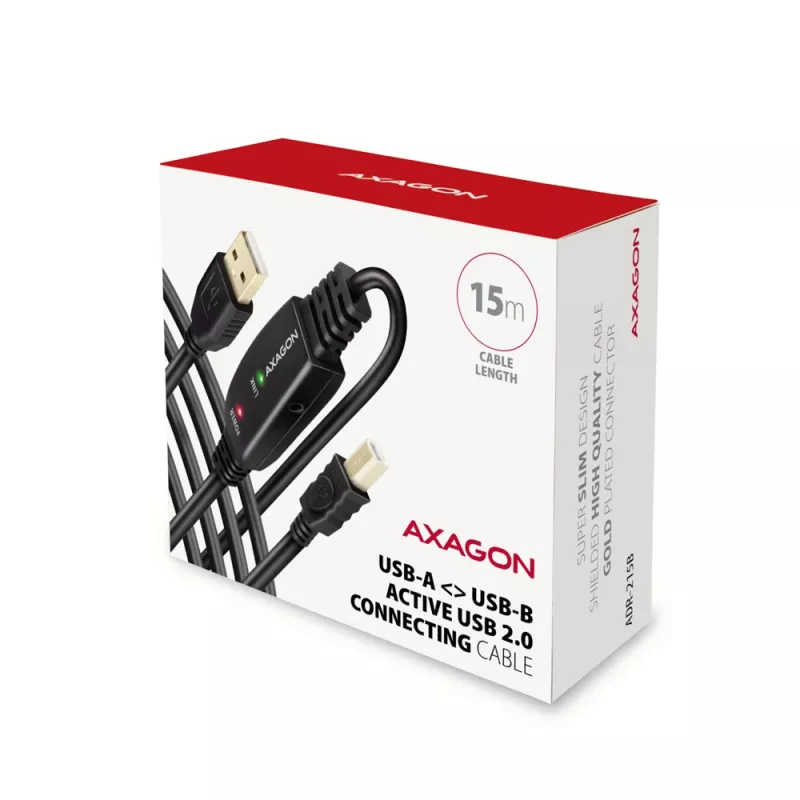 Axagon ADR-215B USB 2.0 A-M -> B-M aktyvus jungiamasis / kartotuvo kabelis 15 m